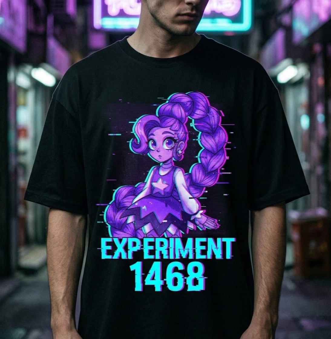 Experiment 1468 Glitch Tee — Lily Lovebraids fan merch concept